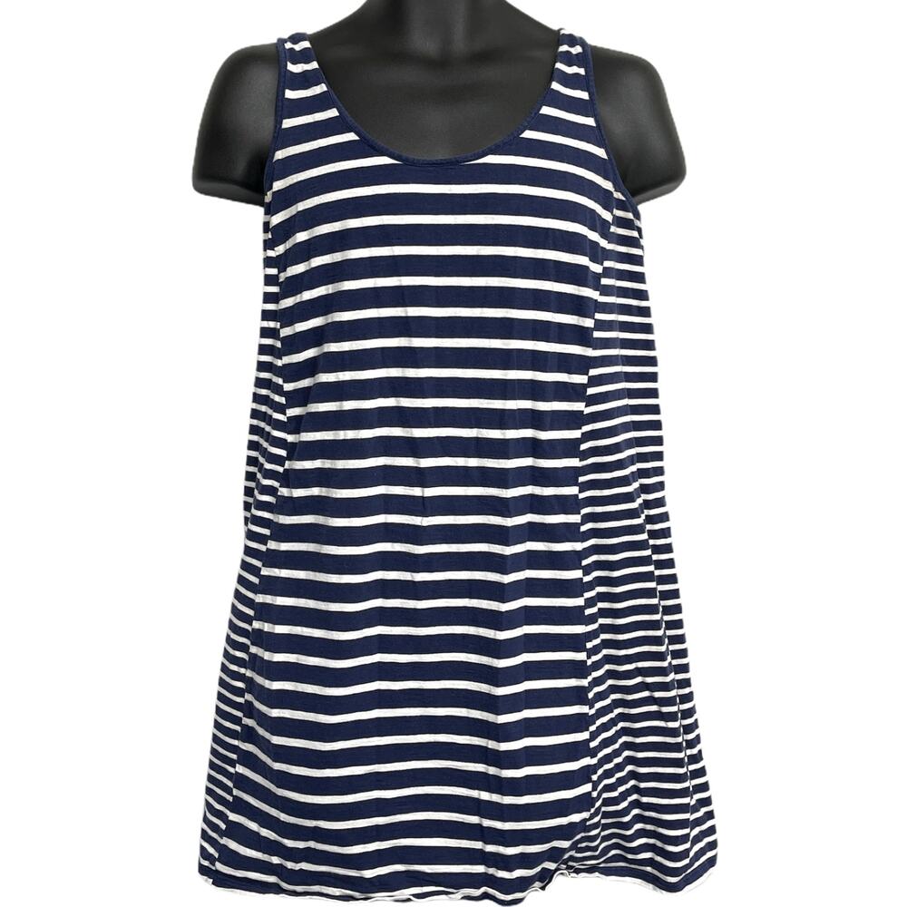 Boden Dress 8 Long Blue White Striped Sleeveless Scoop Neck Minimalist PILL